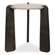 Pemberly Row Modern White Marble Side Table with Bronze Iron Base