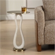 Pemberly Row Modern Hammered Brass Accent Table with Iron Frame