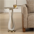 Pemberly Row Modern Hammered Brass Accent Table with Iron Frame
