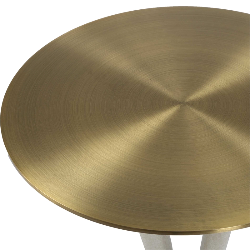 Pemberly Row Modern Hammered Brass Accent Table with Iron Frame