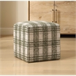 Pemberly Row Ireland Plaid Upholstered Round Ottoman in Forest Green