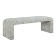 Pemberly Row Upholstered Spa Bench with Solid Wood Legs in Blue