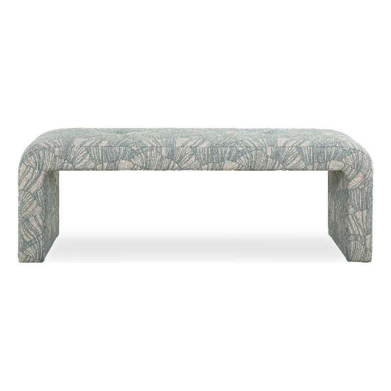 Pemberly Row Upholstered Spa Bench with Solid Wood Legs in Blue