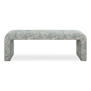 Pemberly Row Upholstered Spa Bench with Solid Wood Legs in Blue