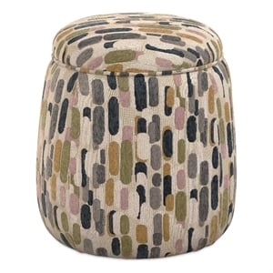Pemberly Row Upholstered Tufted Round Ottoman in Multi-Color Pattern