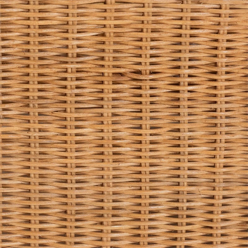 Pemberly Row Handwoven Natural Rattan Barrel Armchair with Cushion
