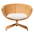 Pemberly Row Handwoven Natural Rattan Lounge Chair with Removable Cushion