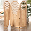 Pemberly Row Natural Brown Rattan Trifold Room Divider with Openwork