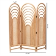 Pemberly Row Natural Brown Rattan Trifold Room Divider with Openwork