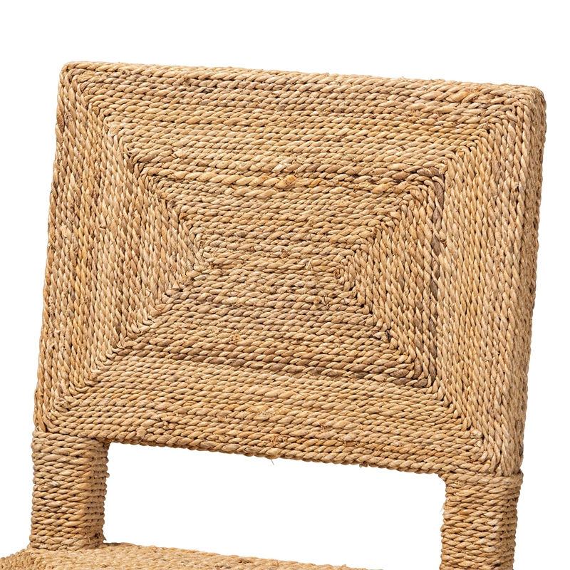 Pemberly Row Natural Seagrass and Mahogany Wood Counter Stool