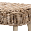 Pemberly Row Natural Kubu Rattan and Gray Acacia Wood Oval Accent Bench