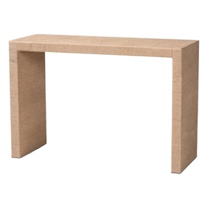Pemberly Row Rectangular Seagrass and Wood Console Table in Natural Brown