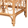 Pemberly Row Contemporary Rattan Footstool with Cushion in Natural Brown