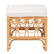 Pemberly Row Contemporary Rattan Footstool with Cushion in Natural Brown