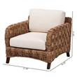 Pemberly Row Mahogany Wood and Seagrass Arm Chair in Dark Brown