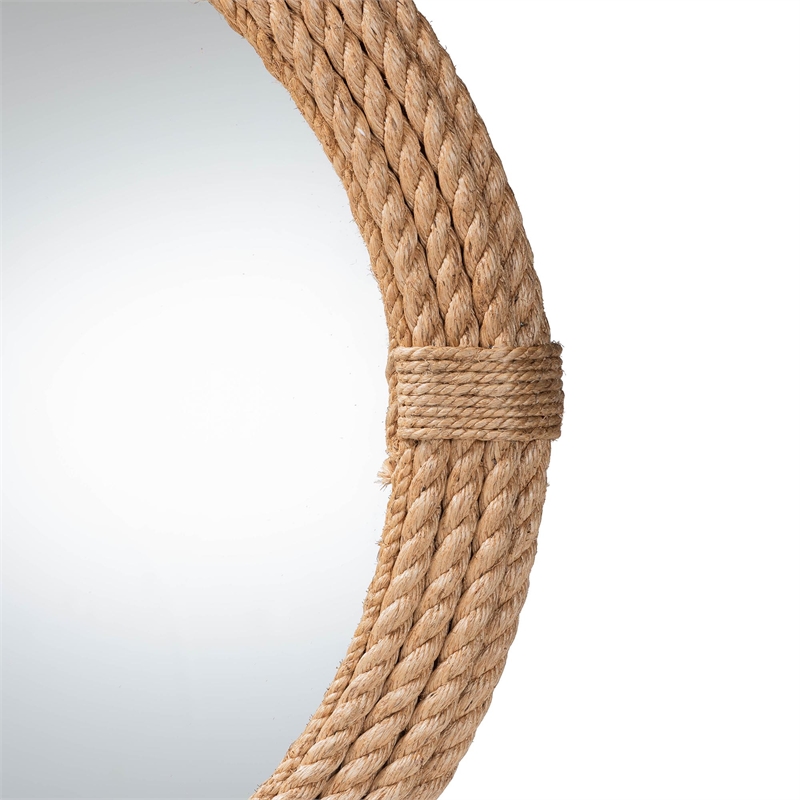 Pemberly Row Contemporary Round Woven Rope Accent Wall Mirror