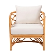 Pemberly Row Light Honey Rattan Arm Chair with Cushions and U-Shaped Base