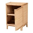 Pemberly Row Natural Rattan 1-Door Nightstand with 2 Shelves