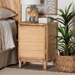 Pemberly Row Natural Rattan 1-Door Nightstand with 2 Shelves