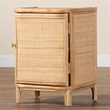 Pemberly Row Natural Rattan 1-Door Nightstand with 2 Shelves