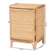 Pemberly Row Natural Rattan 1-Door Nightstand with 2 Shelves