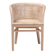 Pemberly Row Antique White Washed Rattan and Mahogany Wood Dining Chair
