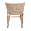 Pemberly Row Antique White Washed Rattan and Mahogany Wood Dining Chair