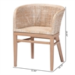 Pemberly Row Antique White Washed Rattan and Mahogany Wood Dining Chair