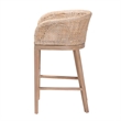 Pemberly Row Antique White Washed Rattan and Mahogany Wood Counter Stool