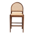 Pemberly Row Natural Rattan and Acacia Wood Counter Stool with Footrest