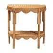 Pemberly Row Light Honey Rattan Half-Moon Console Table with Shelf