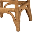 Pemberly Row Honey Rattan Scalloped Counter Stool with Cushion and Footrest