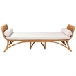 Pemberly Row Light Honey Rattan Daybed with Cushion and 2 Pillows