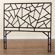 Pemberly Row Black Rattan Queen Standalone Headboard with Geometric Panel
