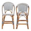 Pemberly Row Navy and White Woven Rattan 2-Piece Counter Stool Set