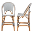 Pemberly Row Navy and White Woven Rattan 2-Piece Counter Stool Set