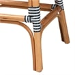 Pemberly Row Navy and White Woven Rattan 2-Piece Counter Stool Set