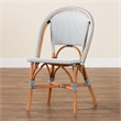 Pemberly Row Navy and White Woven Rattan French Bistro Chair