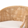 Pemberly Row Light Honey Rattan and Acacia Wood Bar Stool with Cushion