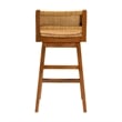 Pemberly Row Seagrass and Mahogany Wood Bar Stool with Low Back