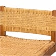Pemberly Row Seagrass and Mahogany Wood Bar Stool with Low Back
