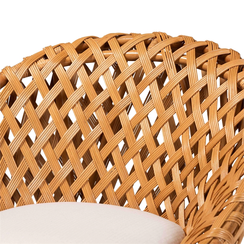 Pemberly Row Natural Rattan Accent Chair with Open Basketweave Design