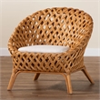 Pemberly Row Natural Rattan Accent Chair with Open Basketweave Design