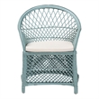 Pemberly Row Light Blue Braided Rattan Arm Chair with Lattice Frame