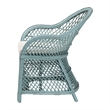 Pemberly Row Light Blue Braided Rattan Arm Chair with Lattice Frame