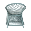 Pemberly Row Light Blue Braided Rattan Arm Chair with Lattice Frame