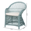 Pemberly Row Light Blue Braided Rattan Arm Chair with Lattice Frame