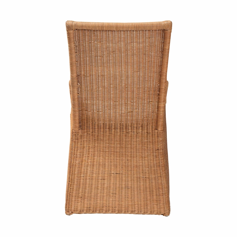 Pemberly Row Light Honey Woven Rattan Dining Chair with Cut-Out Arms