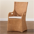 Pemberly Row Light Honey Woven Rattan Dining Chair with Cut-Out Arms