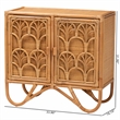 Pemberly Row Light Honey Rattan 2-Shelf Storage Cabinet with Doors